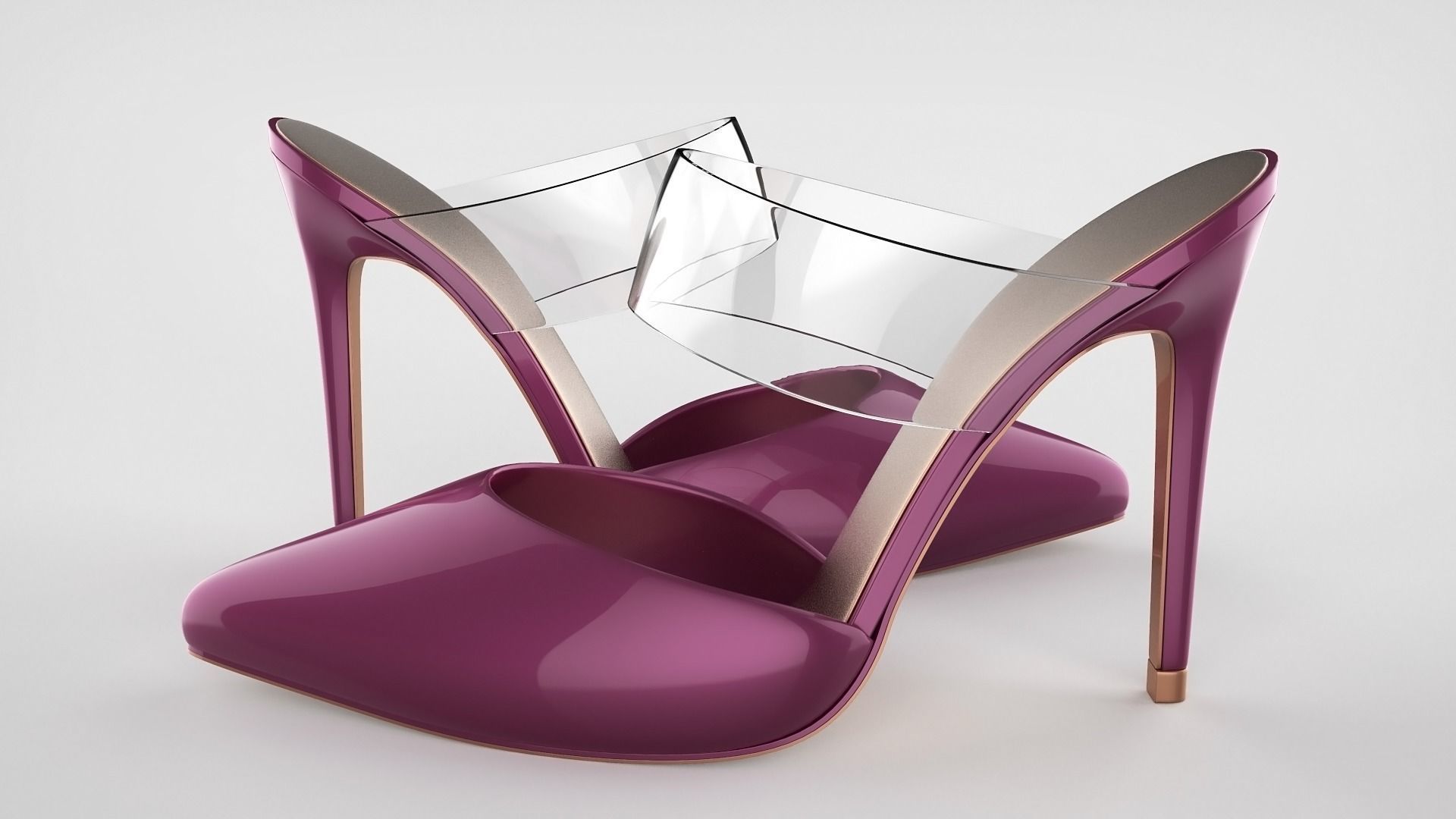 Pointed Toe Stiletto heels with Clear Strap 3D model_60