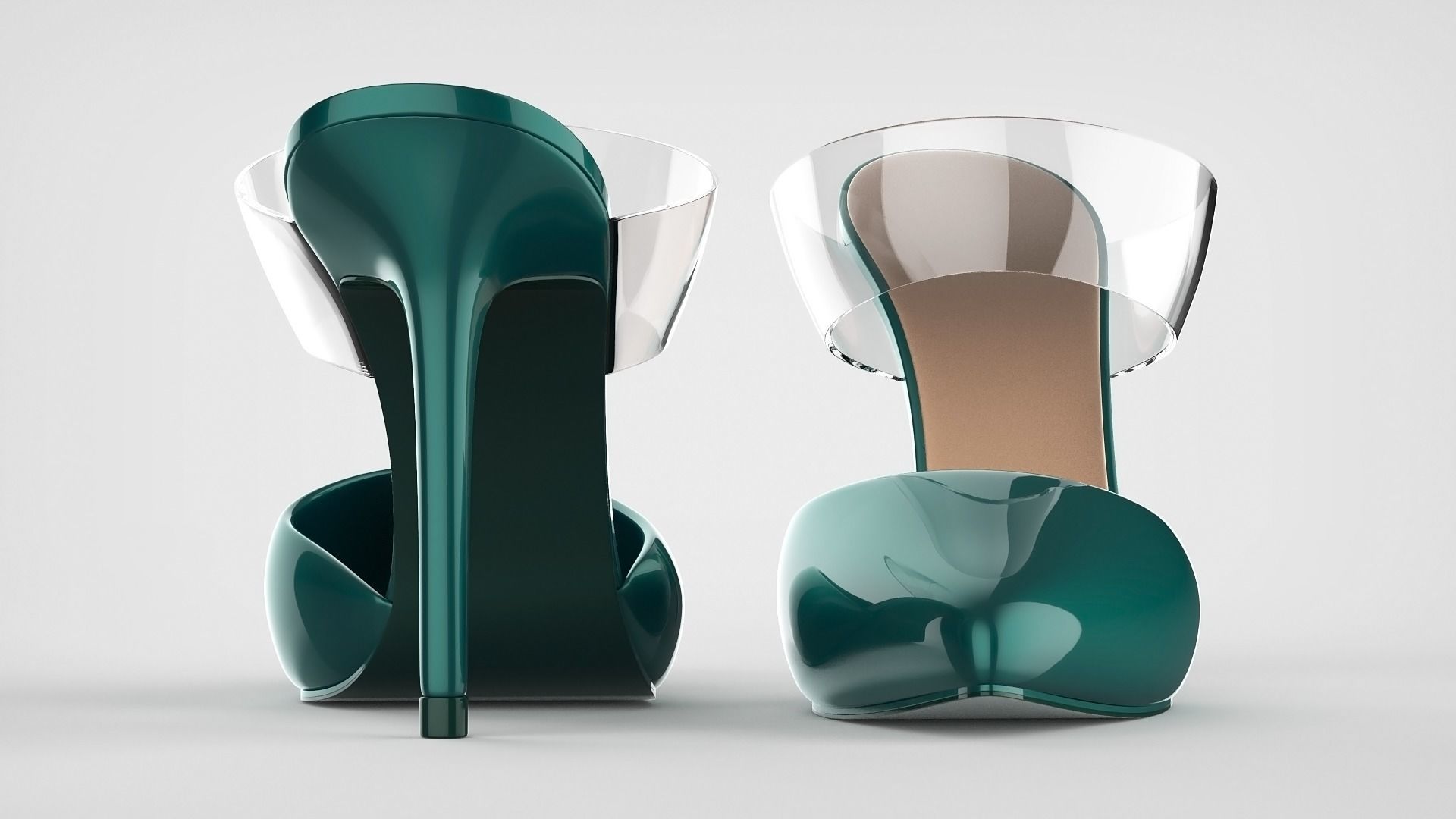 Pointed Toe Stiletto heels with Clear Strap 3D model_41