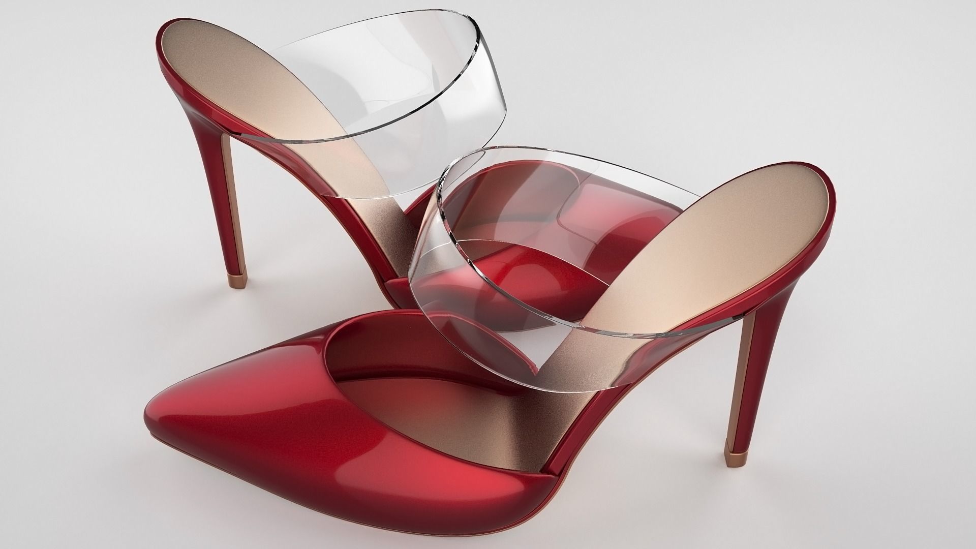 Pointed Toe Stiletto heels with Clear Strap 3D model_22