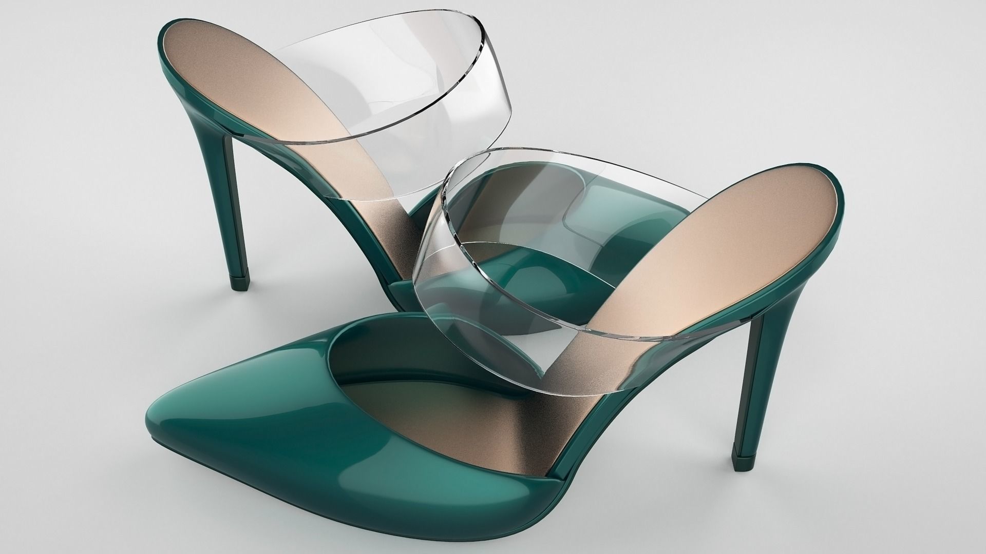 Pointed Toe Stiletto heels with Clear Strap 3D model_43