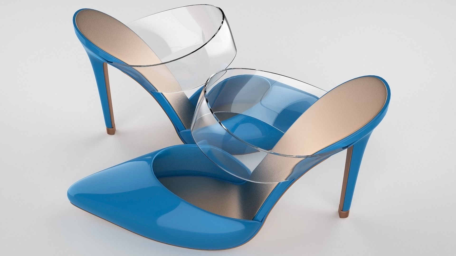 Pointed Toe Stiletto heels with Clear Strap 3D model_6