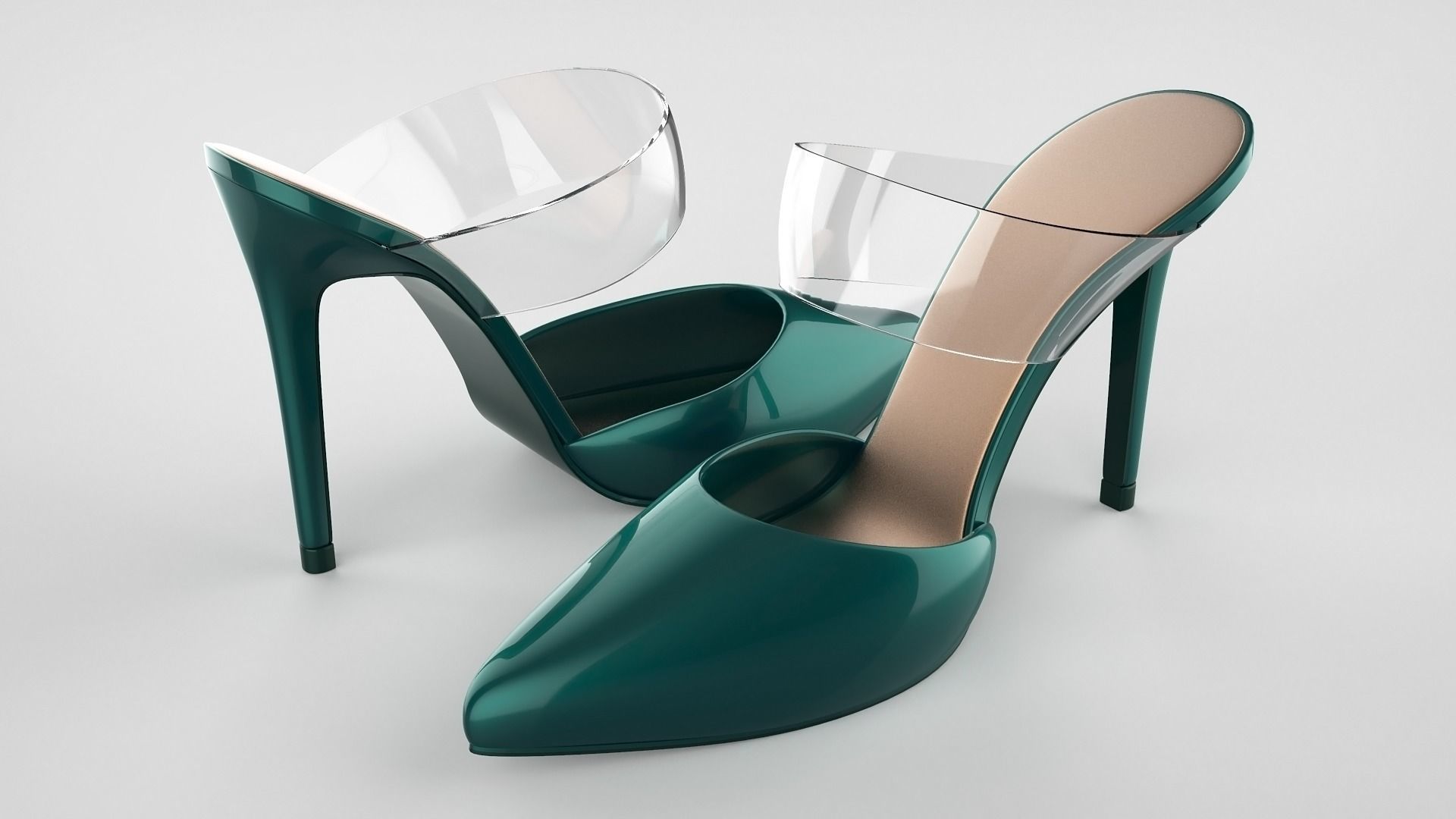 Pointed Toe Stiletto heels with Clear Strap 3D model_37