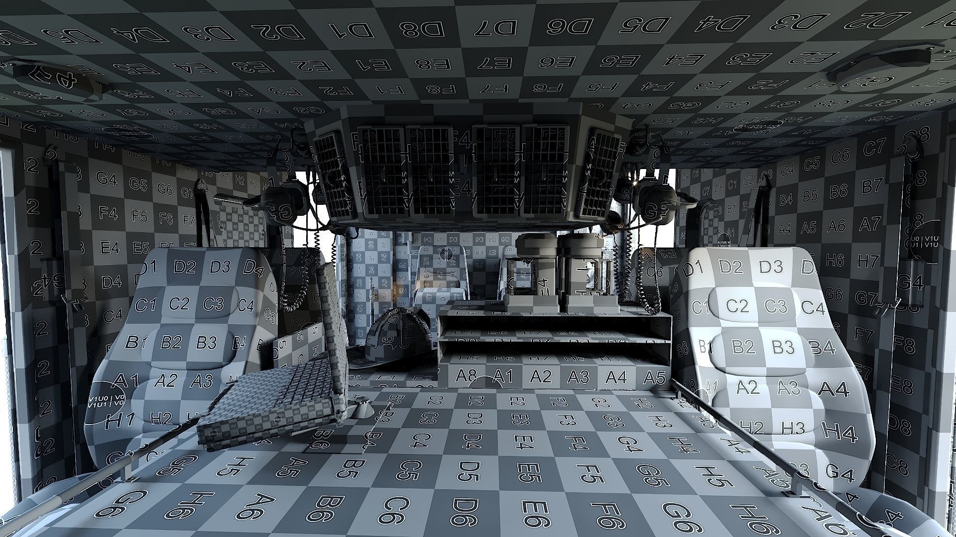 Fire Truck FDNY Squad with Interior Low-poly 3D model_42