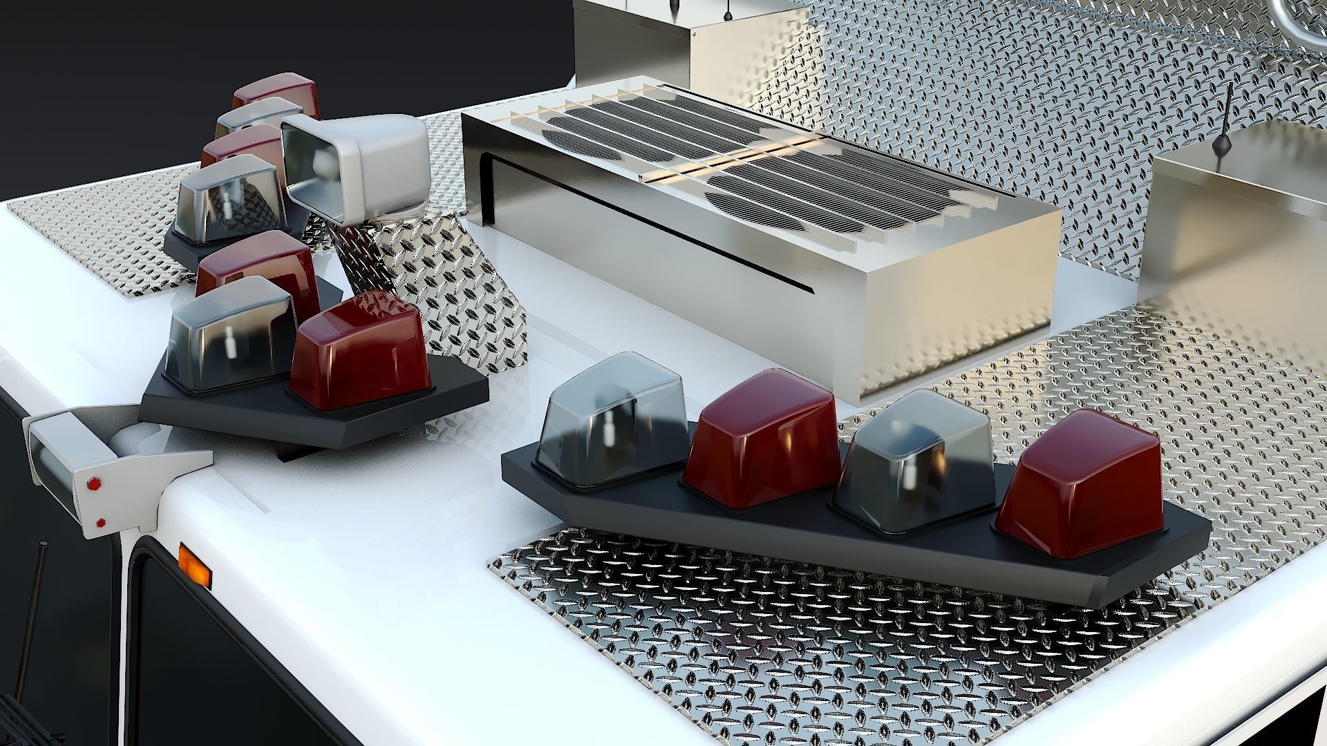 Fire Truck FDNY Squad with Interior Low-poly 3D model_26