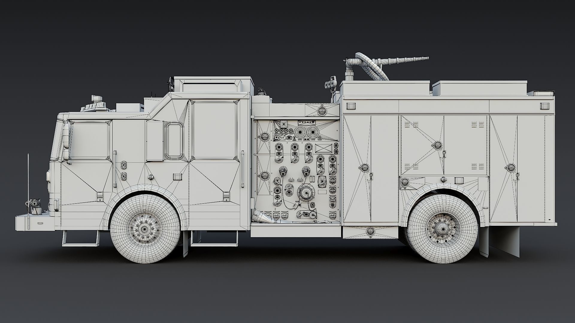 Fire Truck FDNY Squad with Interior Low-poly 3D model_34