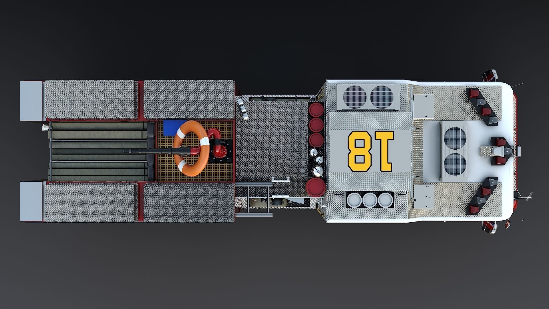 Fire Truck FDNY Squad with Interior Low-poly 3D model_14