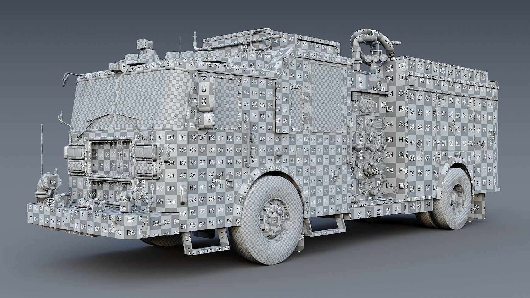 Fire Truck FDNY Squad with Interior Low-poly 3D model_39