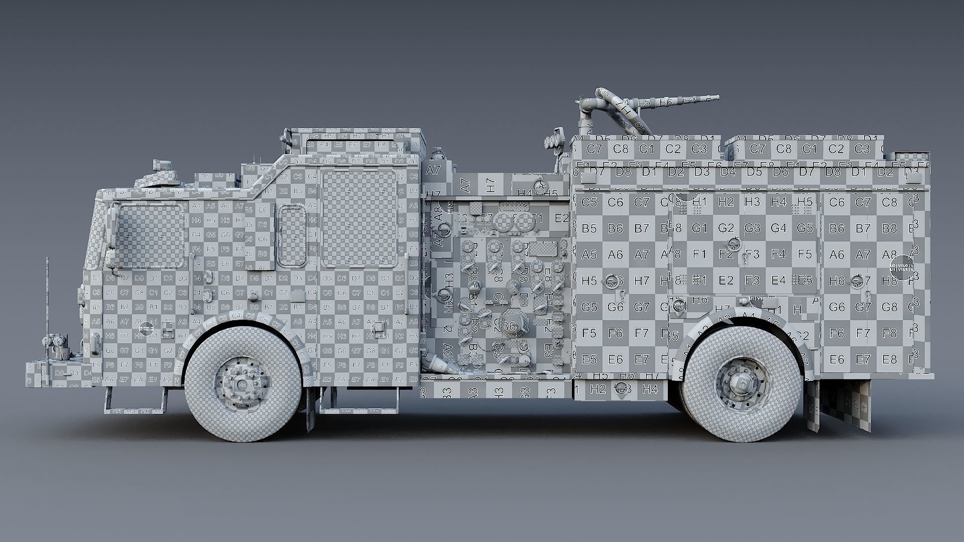 Fire Truck FDNY Squad with Interior Low-poly 3D model_40