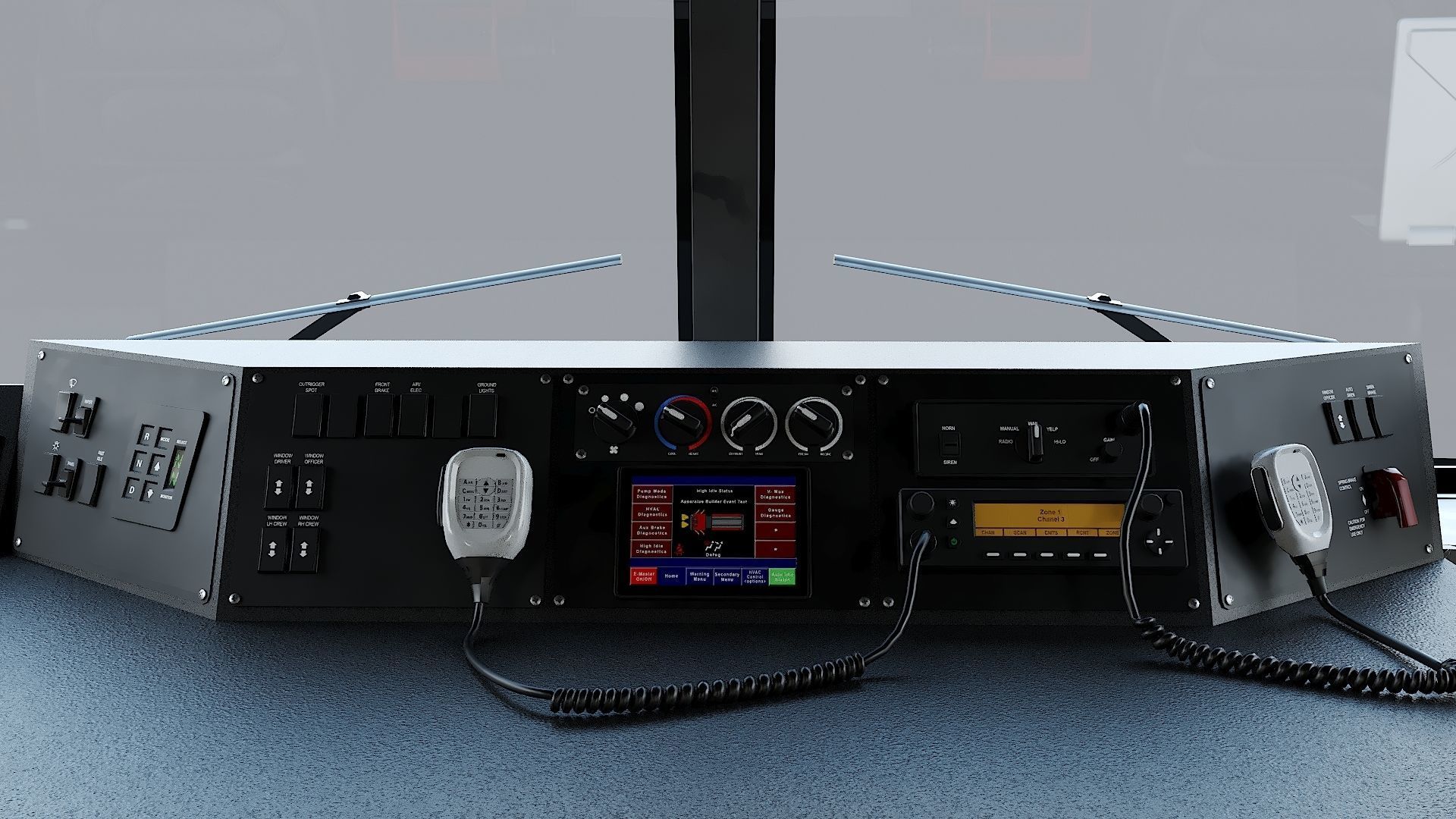 Fire Truck FDNY Squad with Interior Low-poly 3D model_19