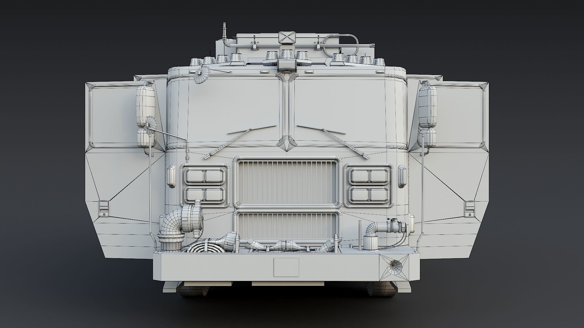 Fire Truck FDNY Squad with Interior Low-poly 3D model_33