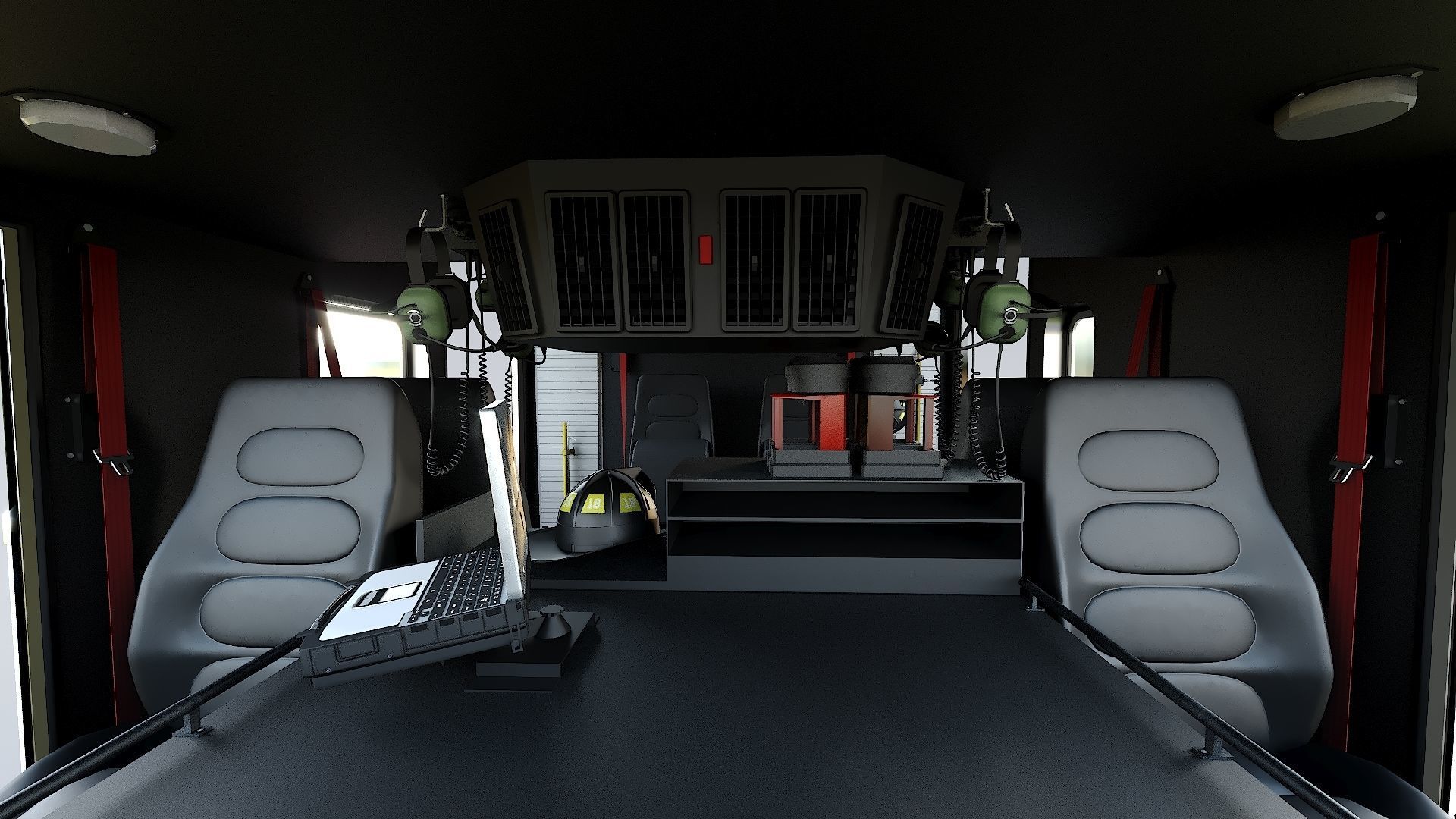 Fire Truck FDNY Squad with Interior Low-poly 3D model_21