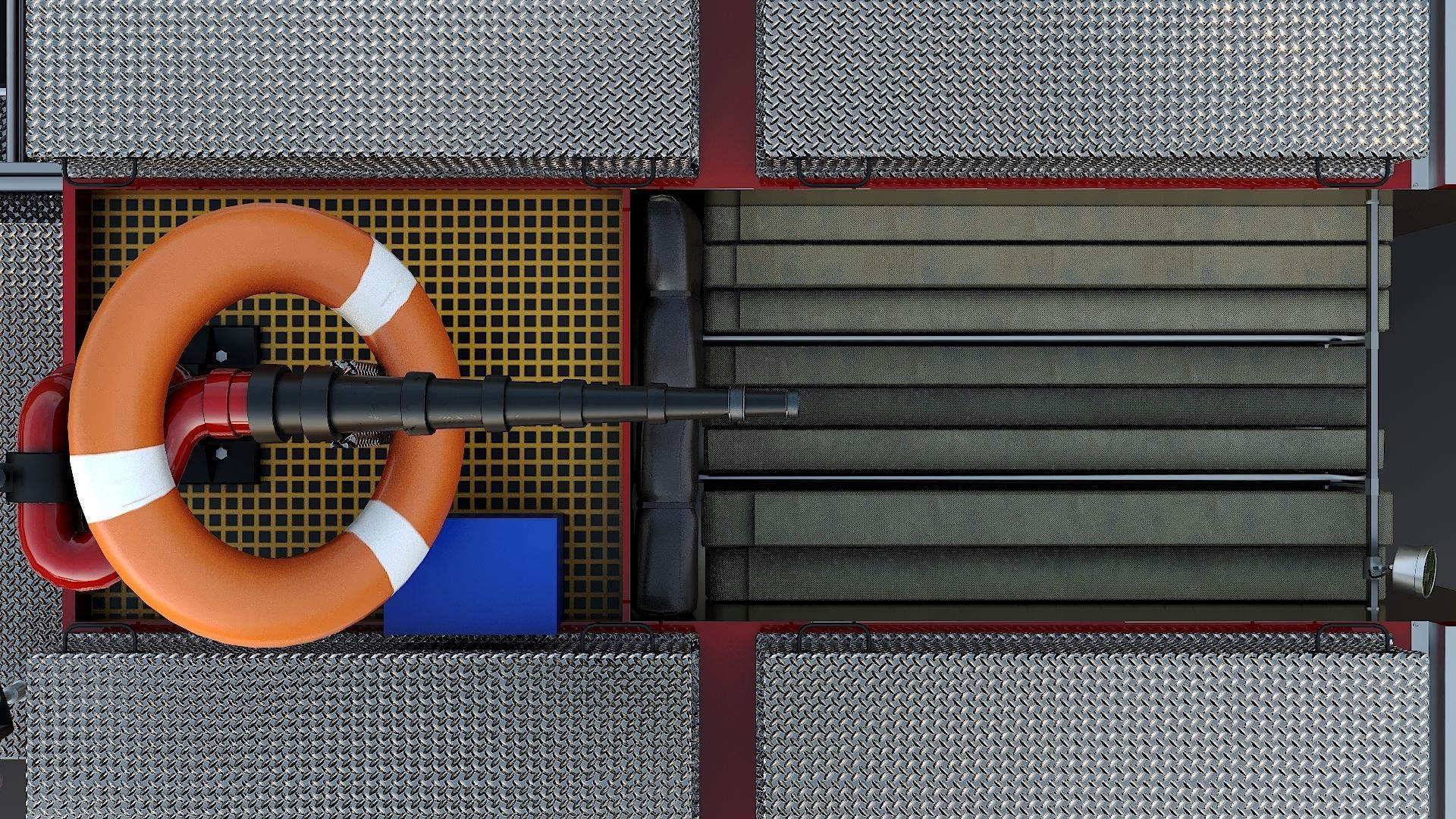 Fire Truck FDNY Squad with Interior Low-poly 3D model_29