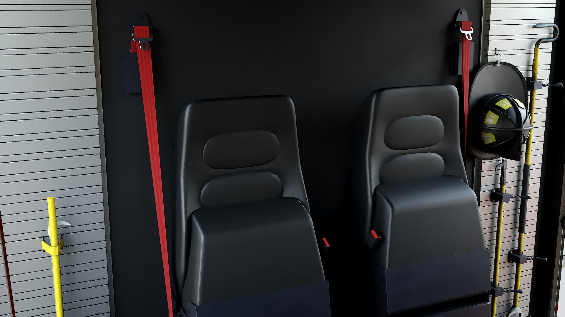 Fire Truck FDNY Squad with Interior Low-poly 3D model_22