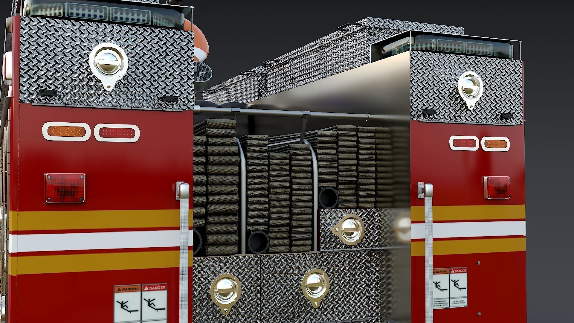 Fire Truck FDNY Squad with Interior Low-poly 3D model_28