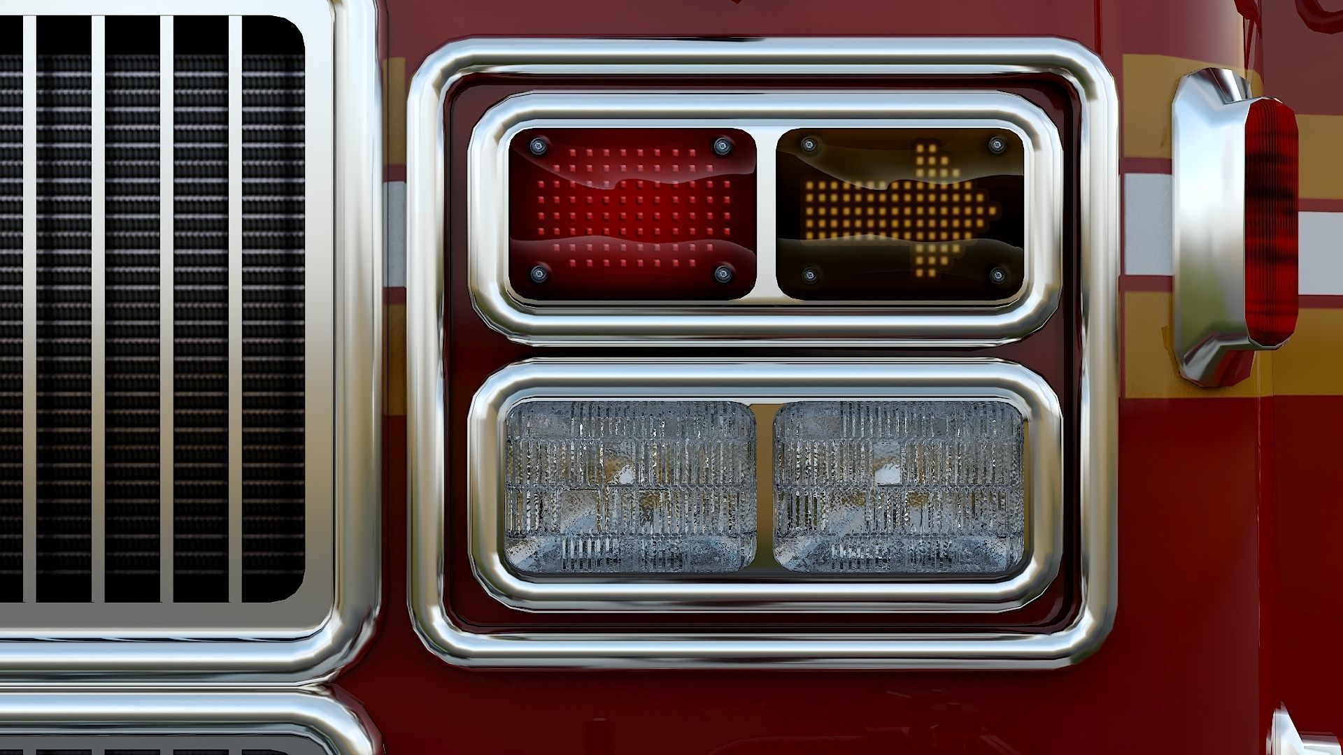 Fire Truck FDNY Squad with Interior Low-poly 3D model_27