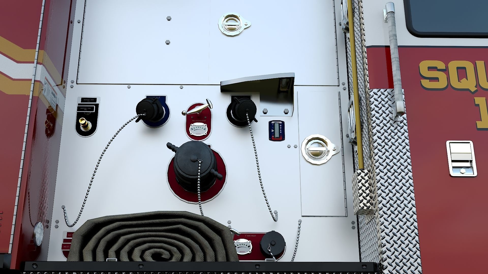 Fire Truck FDNY Squad with Interior Low-poly 3D model_24