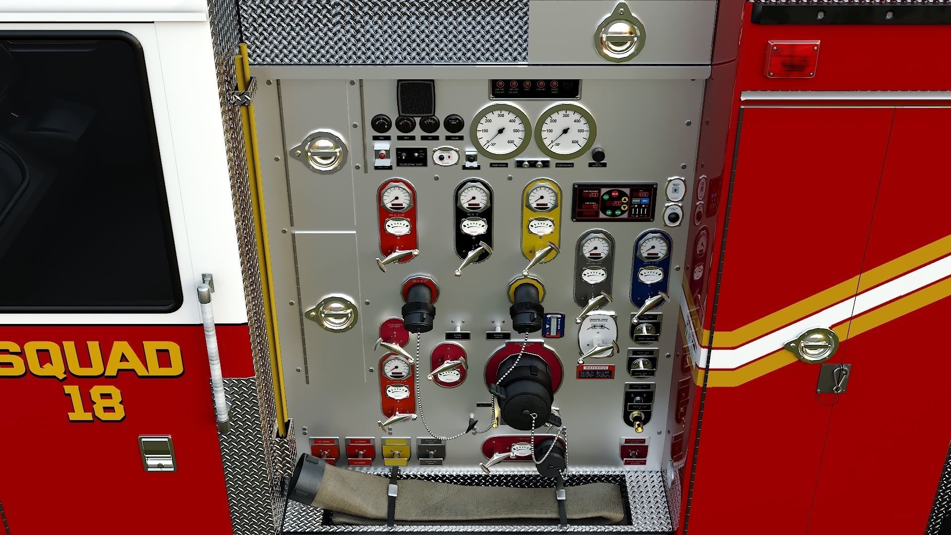 Fire Truck FDNY Squad with Interior Low-poly 3D model_23