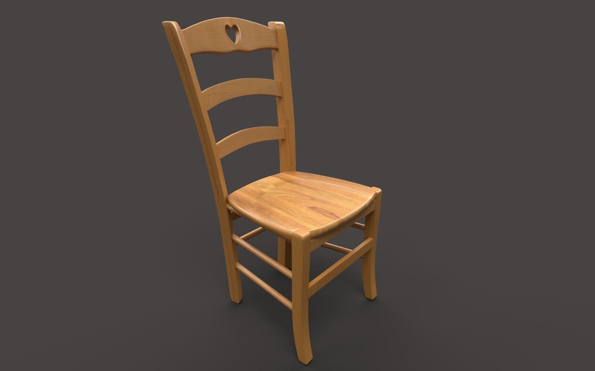 Wood Stool Low-poly 3D model_10