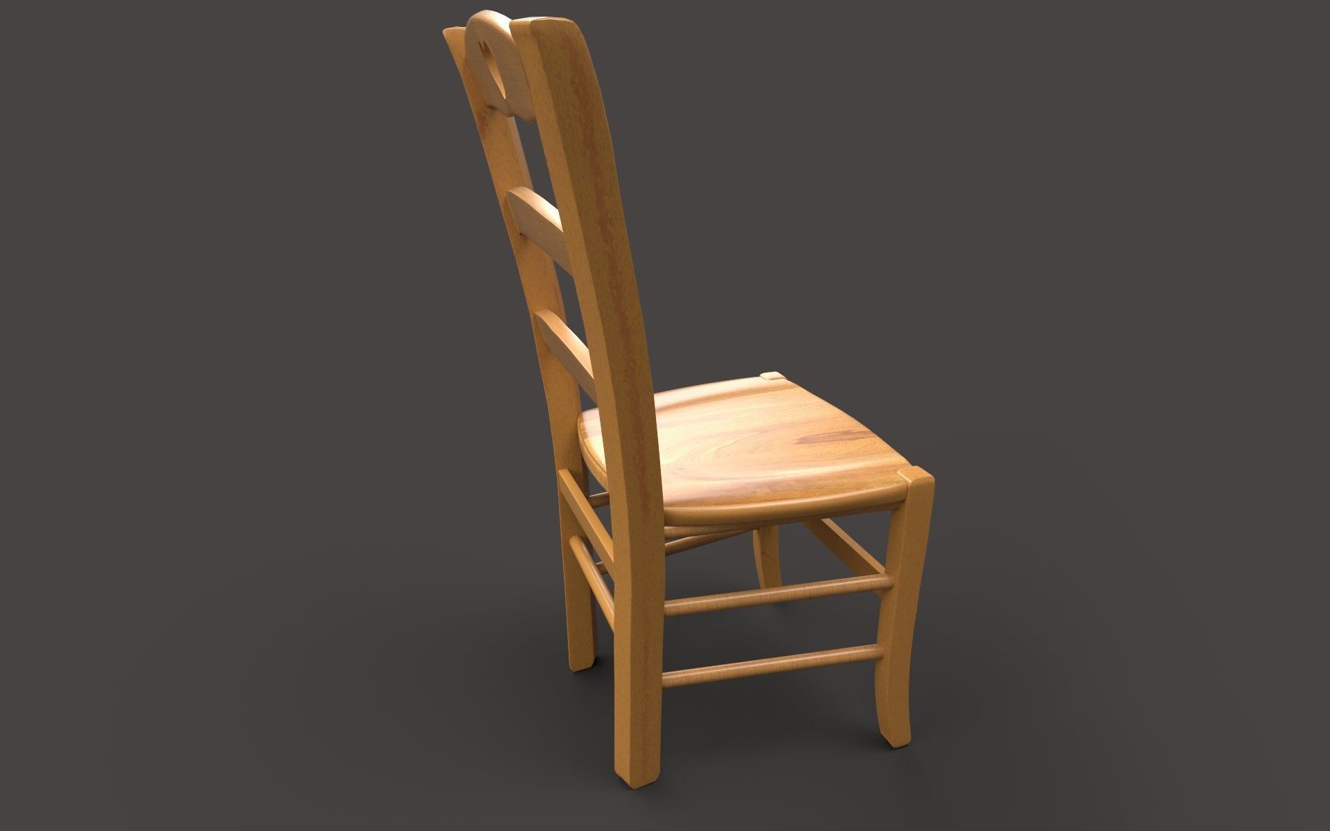 Wood Stool Low-poly 3D model_7