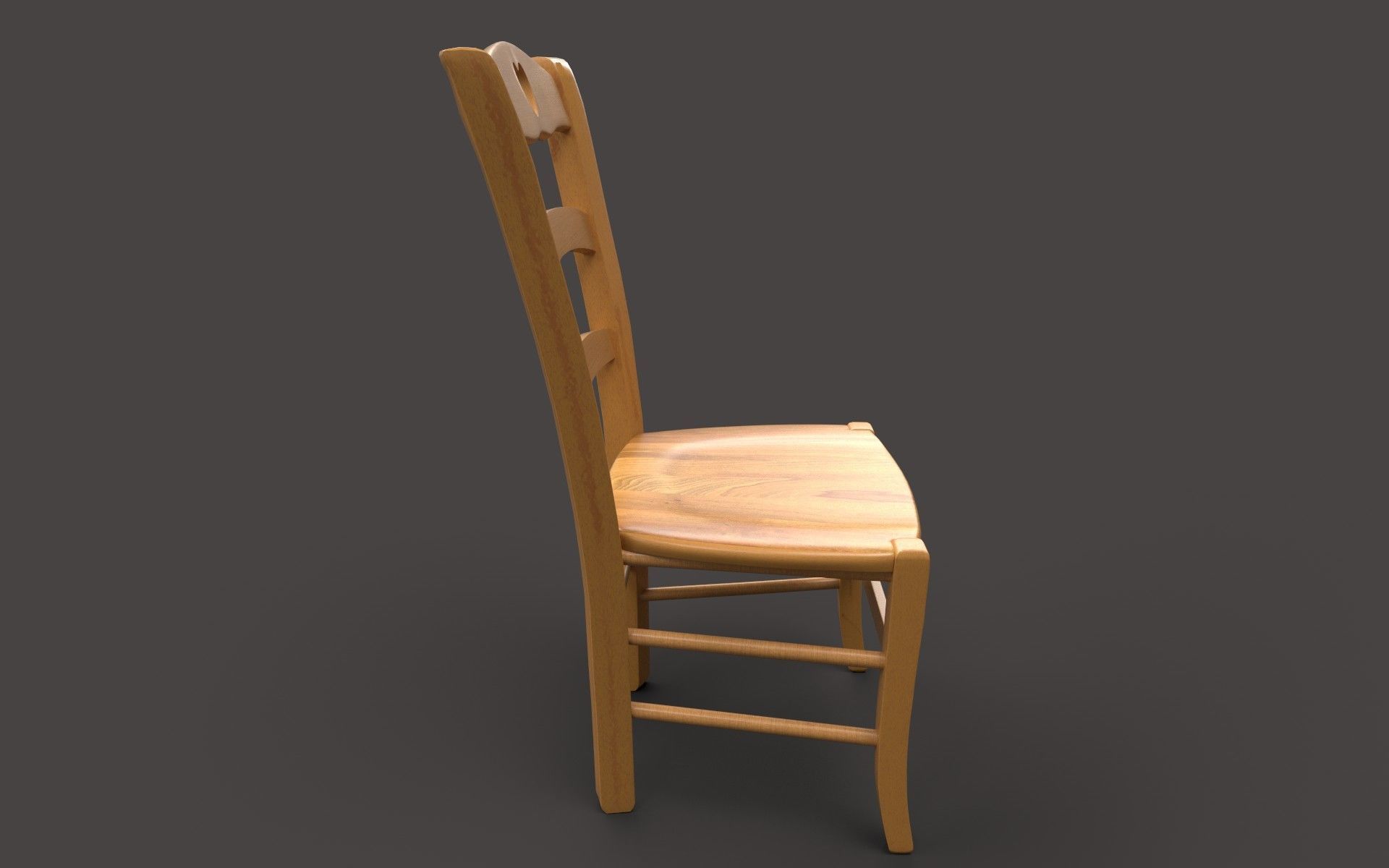 Wood Stool Low-poly 3D model_8
