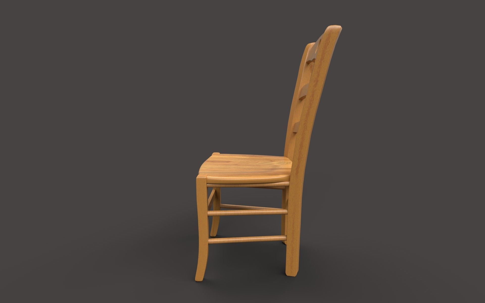 Wood Stool Low-poly 3D model_5