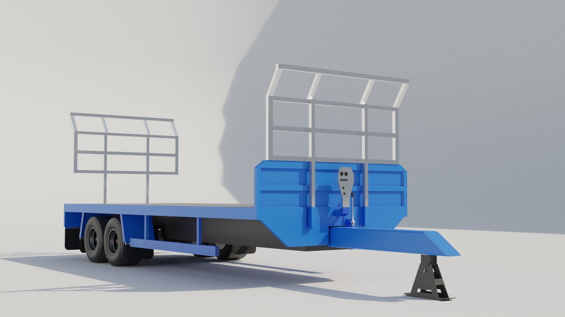 Agricultural Trailer Low-poly 3D model_3