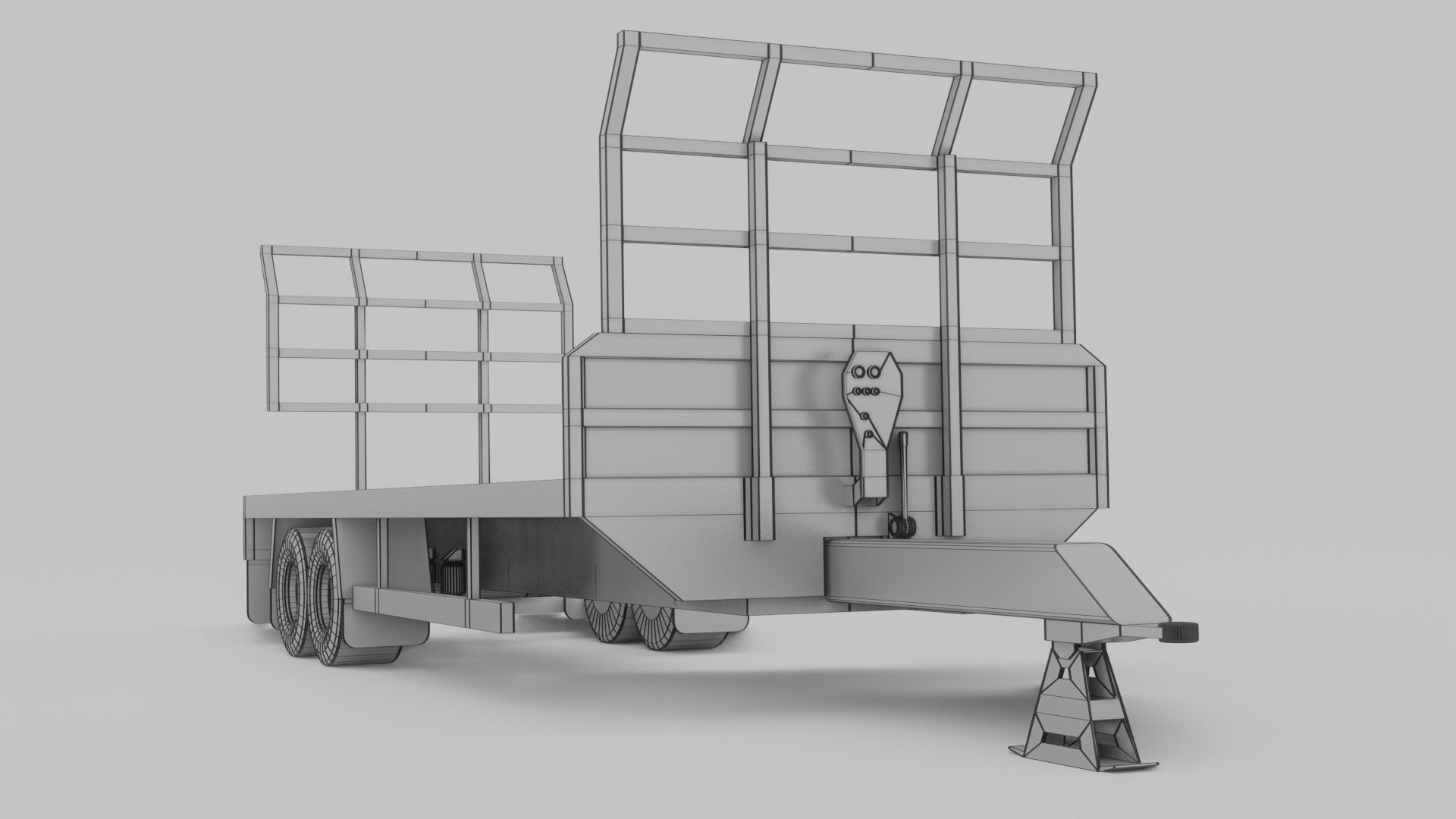 Agricultural Trailer Low-poly 3D model_6