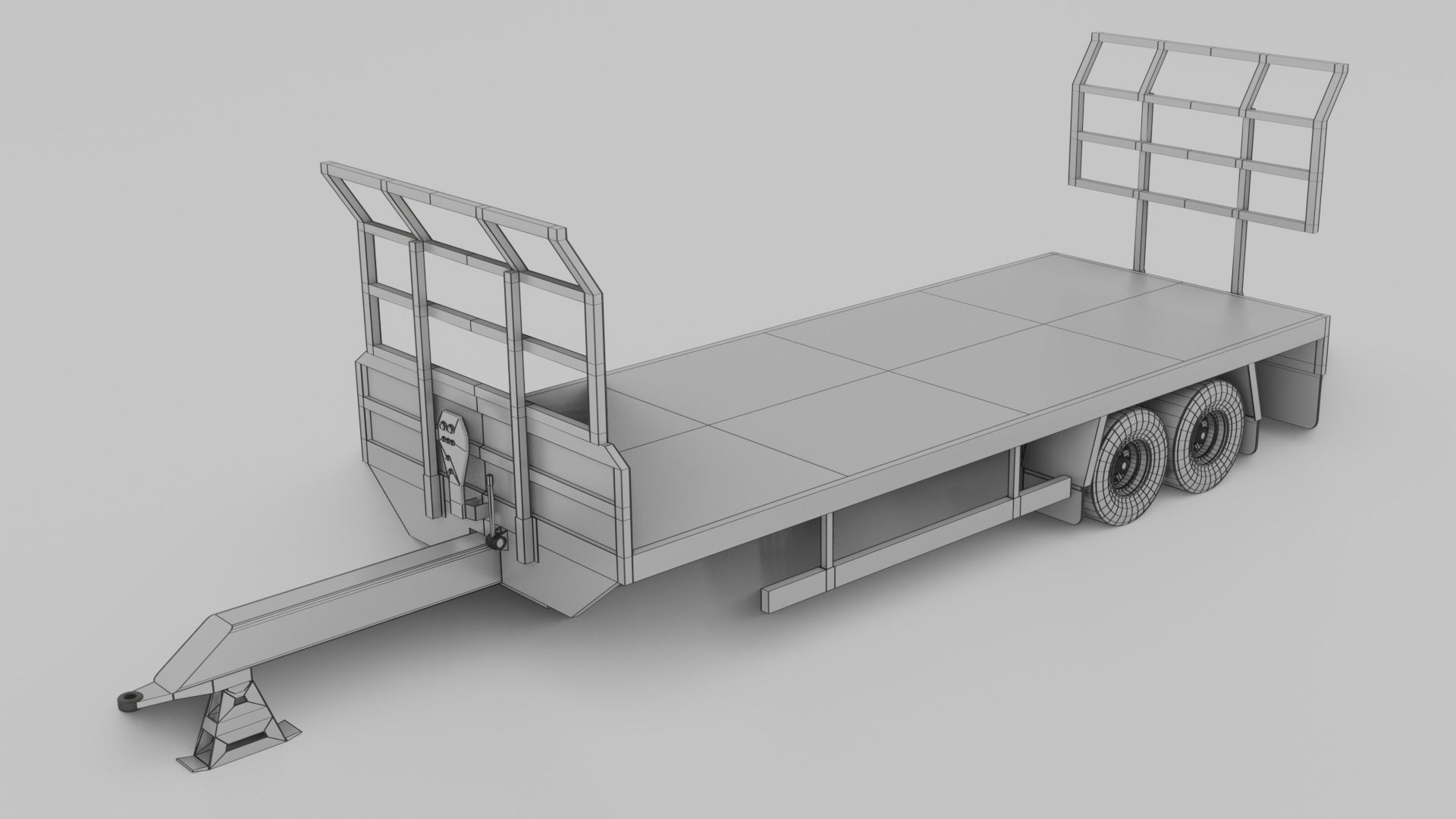 Agricultural Trailer Low-poly 3D model_4