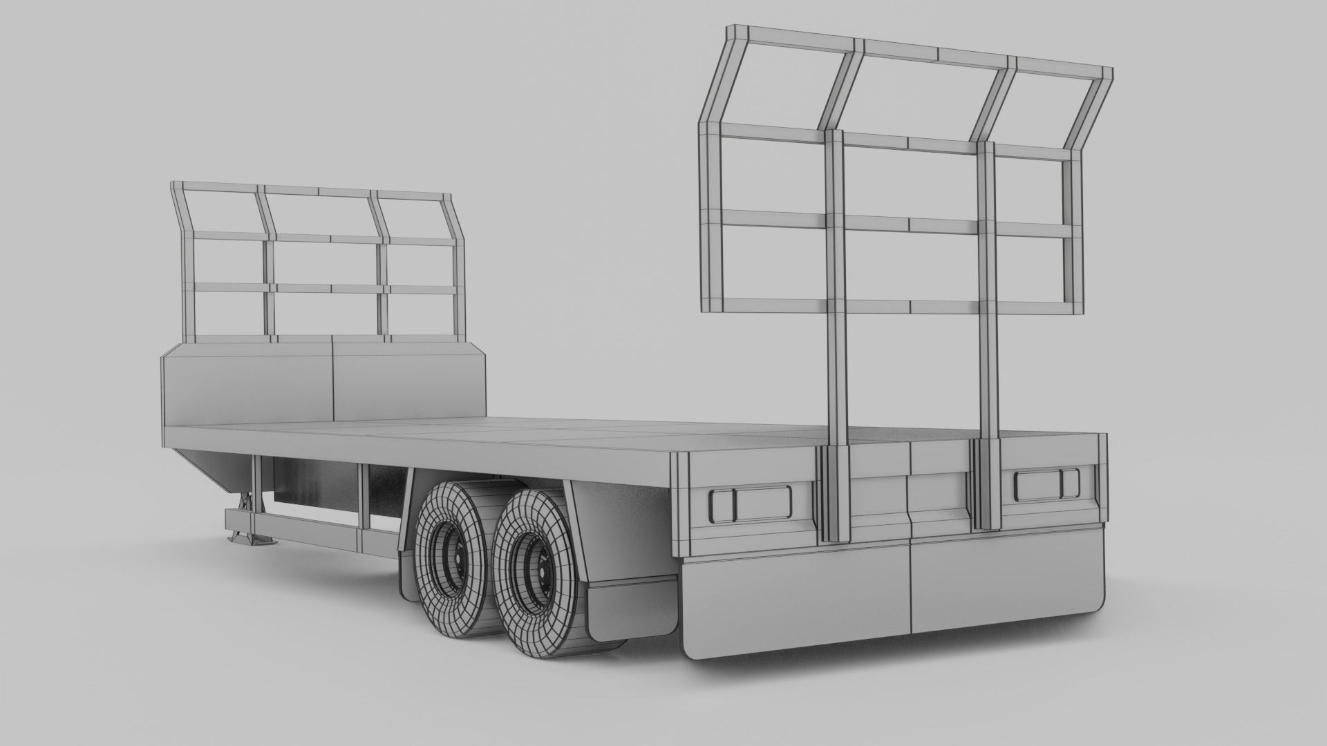 Agricultural Trailer Low-poly 3D model_5