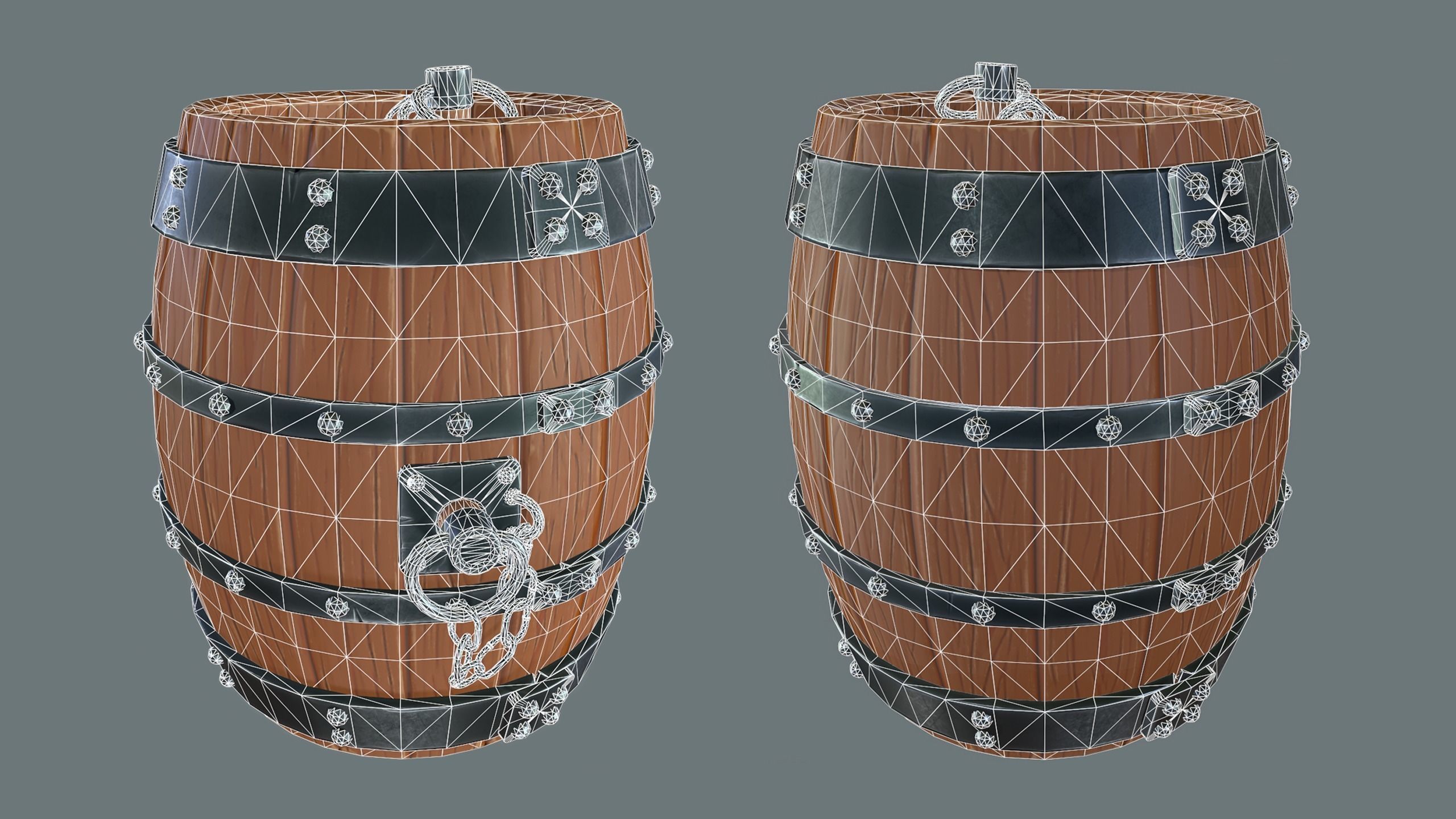 Stylized Old Wooden Barrel Prop Low-poly 3D model_3