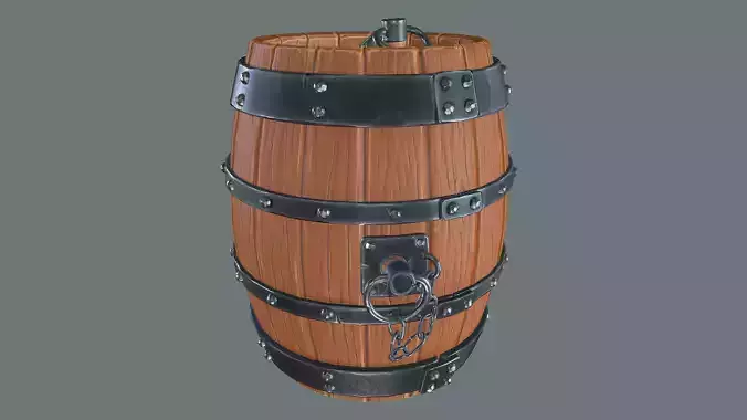 Stylized Old Wooden Barrel Prop