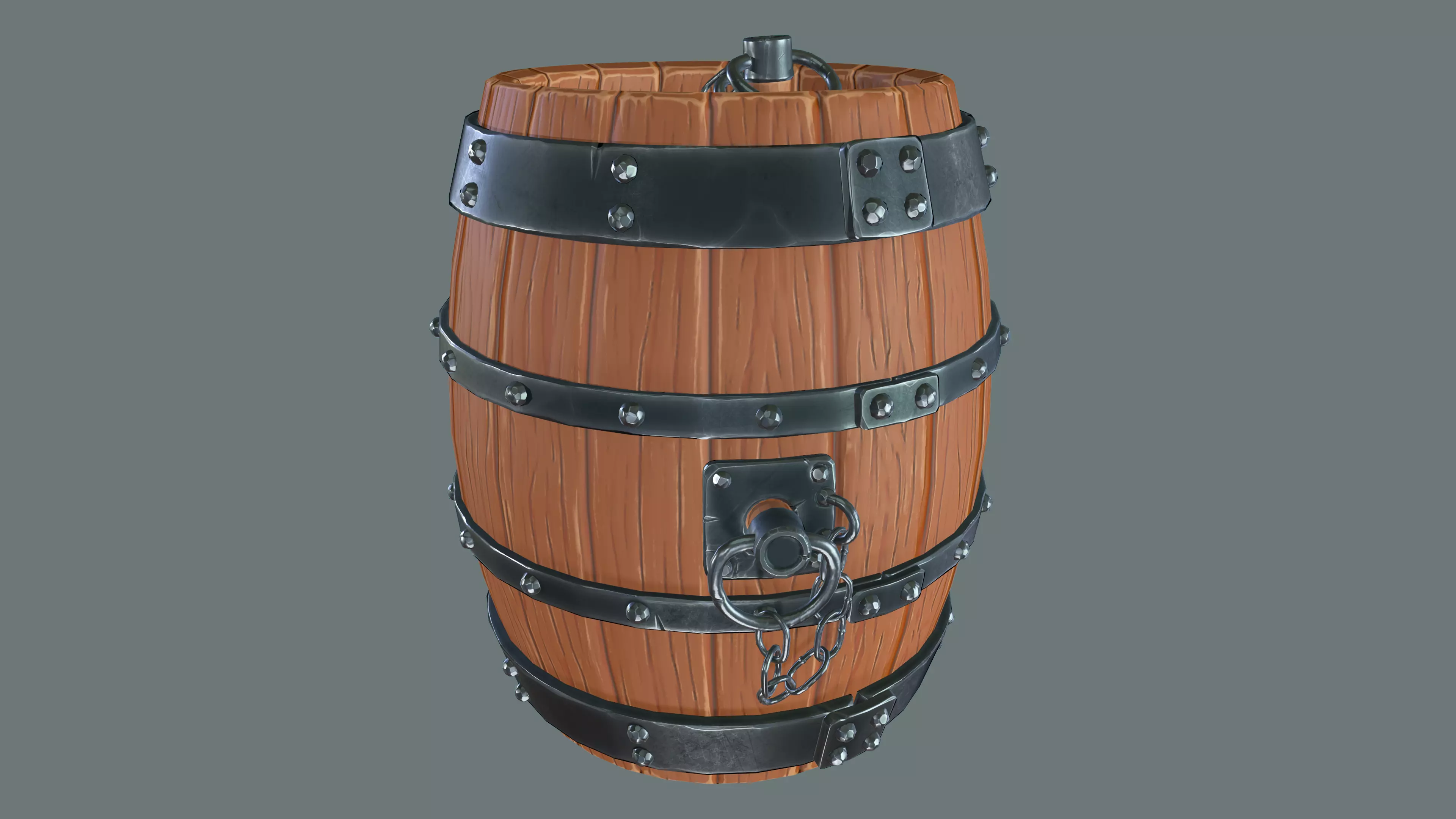 Stylized Old Wooden Barrel Prop Low-poly 3D model_0