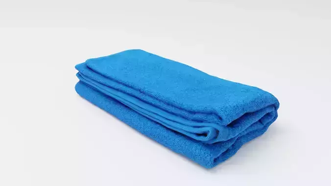 Blue Turkish or bath towel for swimming pool or bathroom 3D model