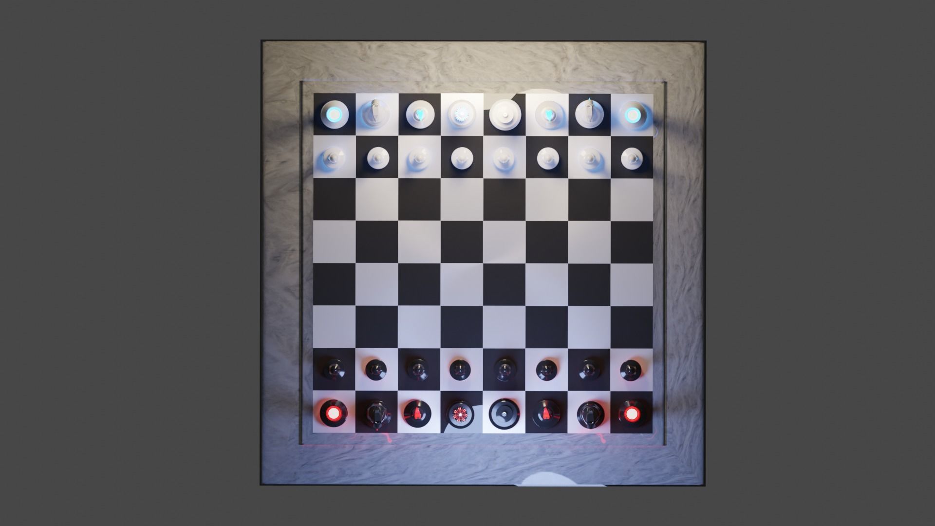Luminous Futuristic Chess - Full Bundle - High Poly 3D model_10