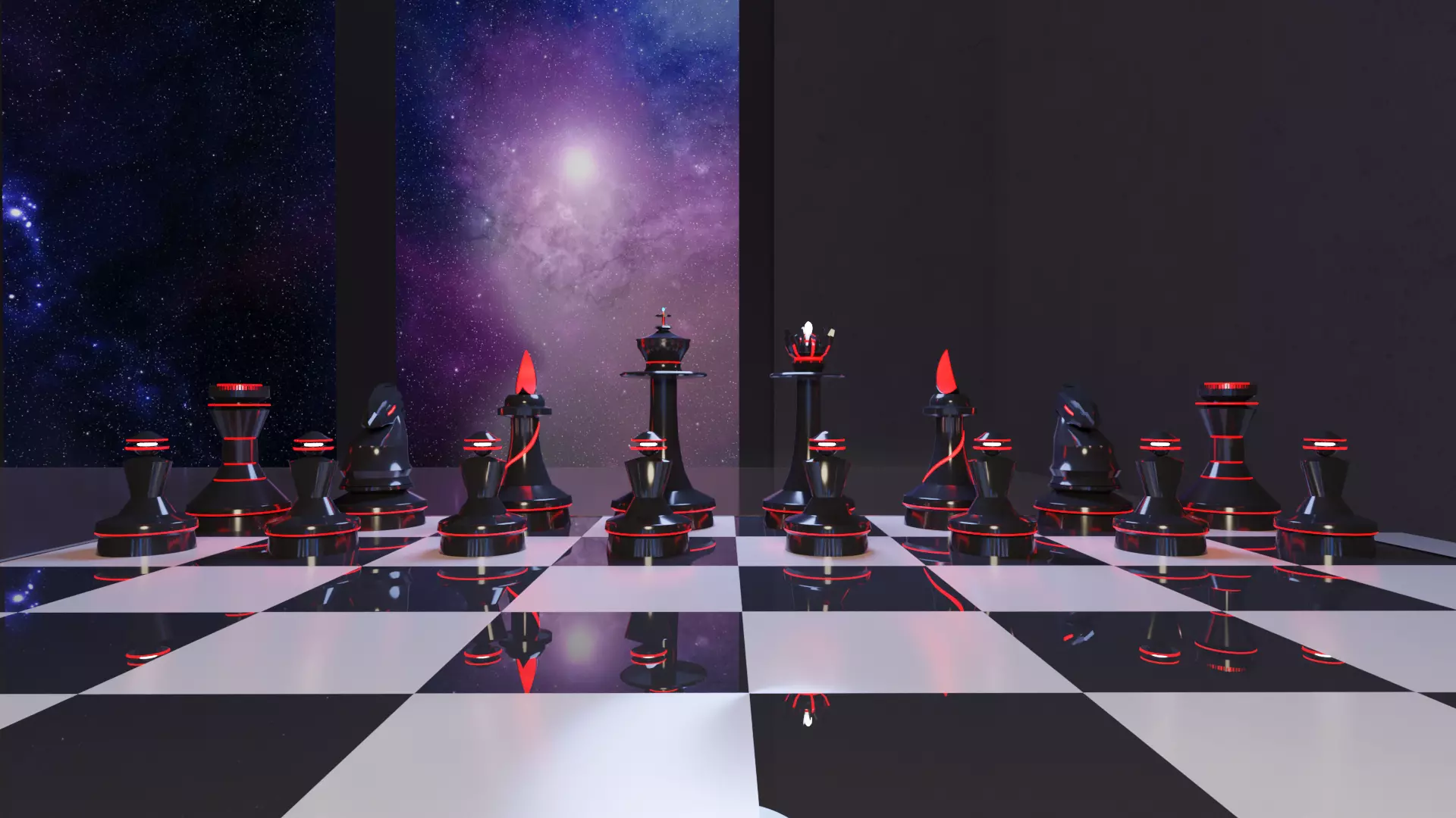 Luminous Futuristic Chess - Full Bundle - High Poly 3D model_0