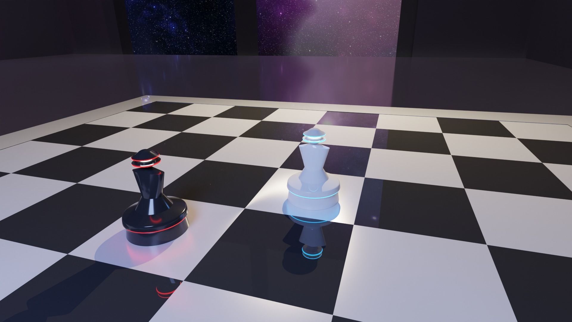 Luminous Futuristic Chess - Full Bundle - High Poly 3D model_6