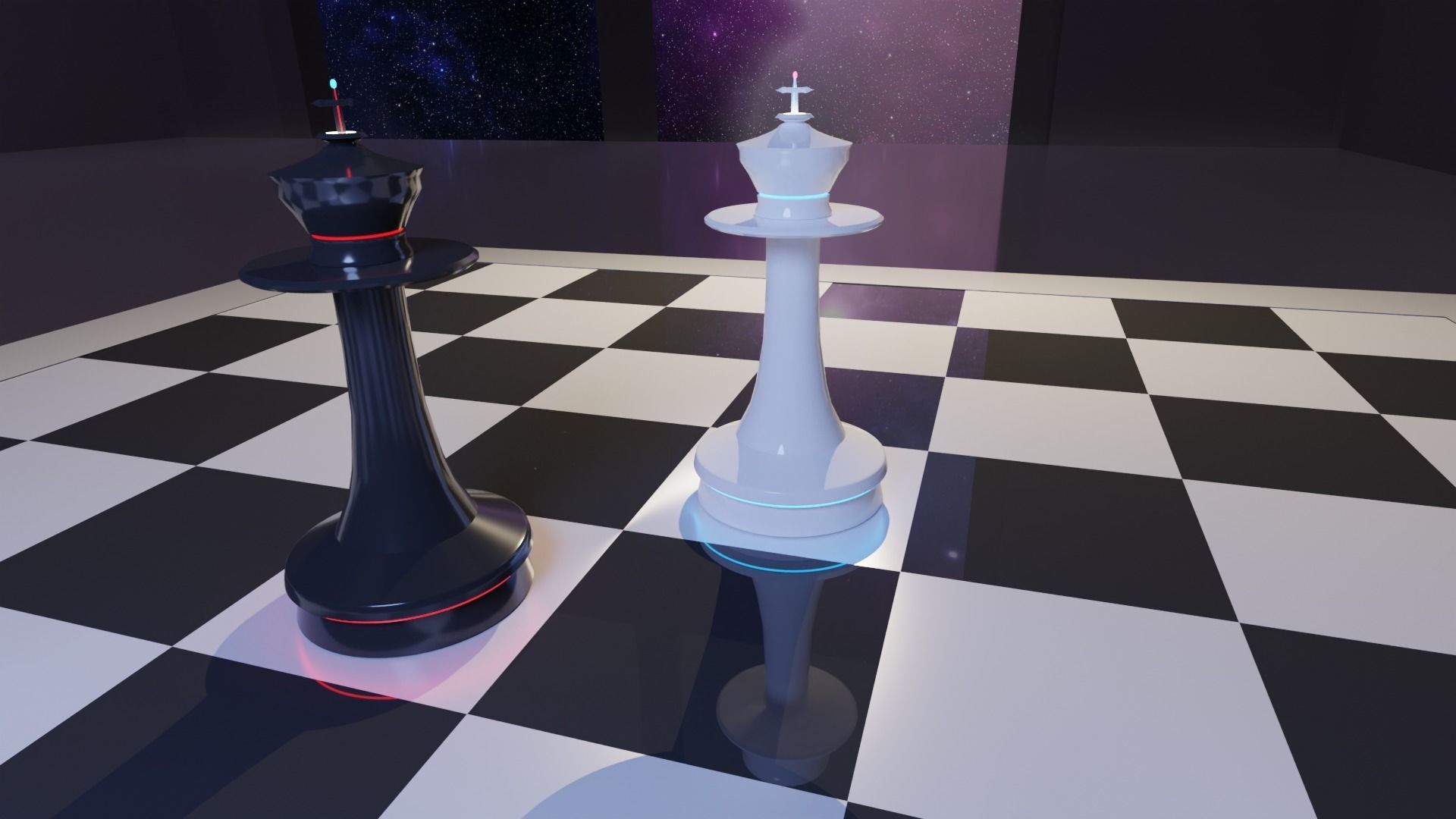 Luminous Futuristic Chess - Full Bundle - High Poly 3D model_4