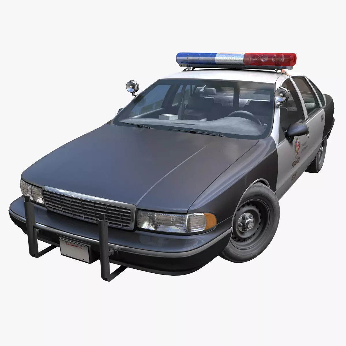 90s generic police car Low-poly 3D model