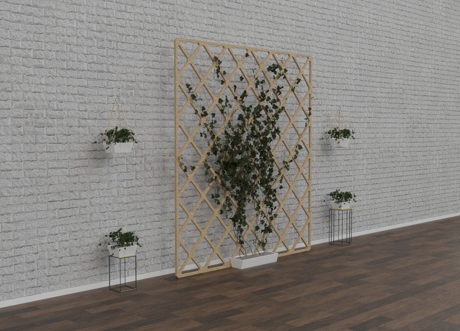 Ivy Wall Low-poly 3D model_1