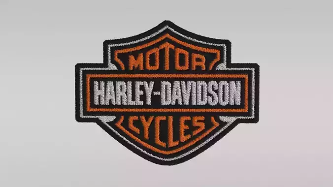 Embroidered Patch Harley Davidson Low-poly 3D model