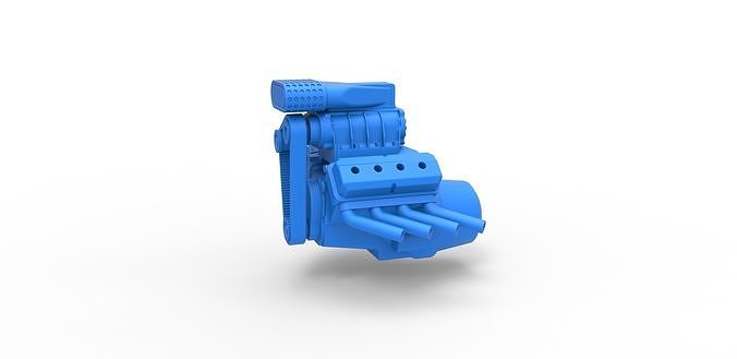 Engine V8 for mud dragster Scale 1 to 25 3D print model