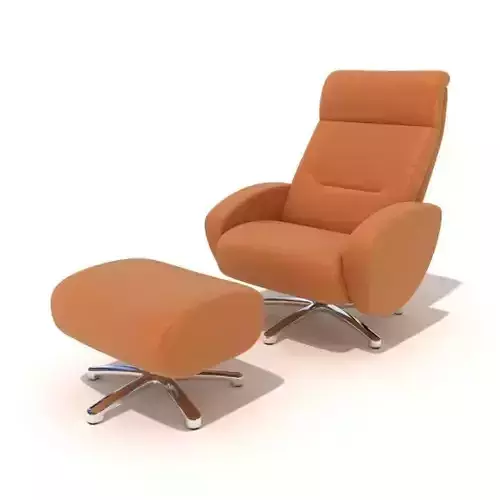 Modern Orange Reclining Chair With Footrest