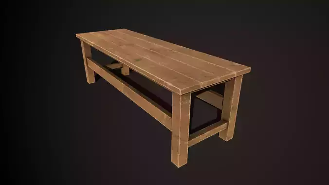 table 3d model wooden bench Low-poly 3D model