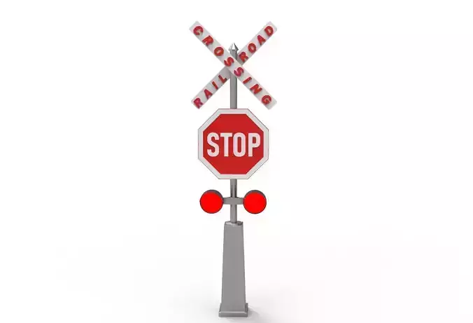 Rail road crossing stop sign 3D model
