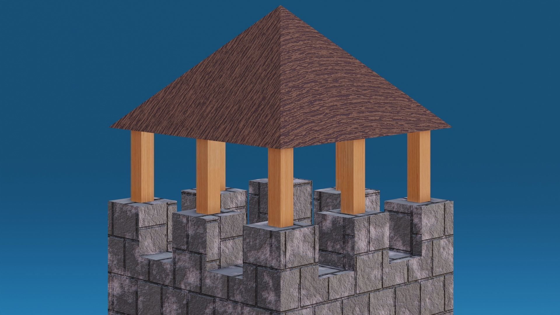 Stone Tower Low-poly 3D model_2