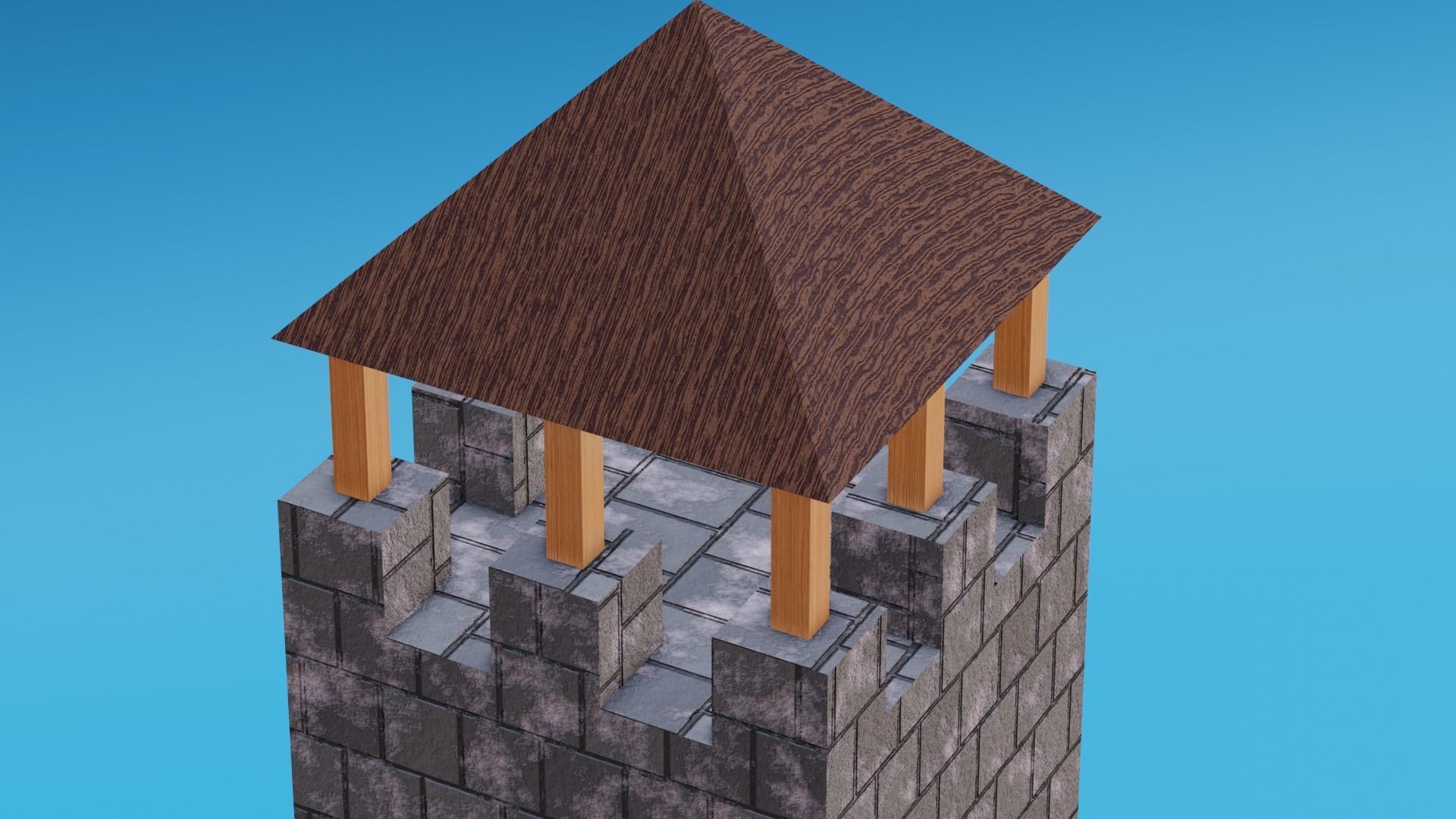 Stone Tower Low-poly 3D model_4