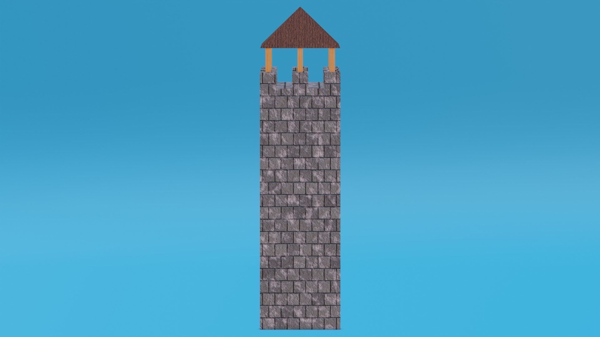 Stone Tower Low-poly 3D model_1