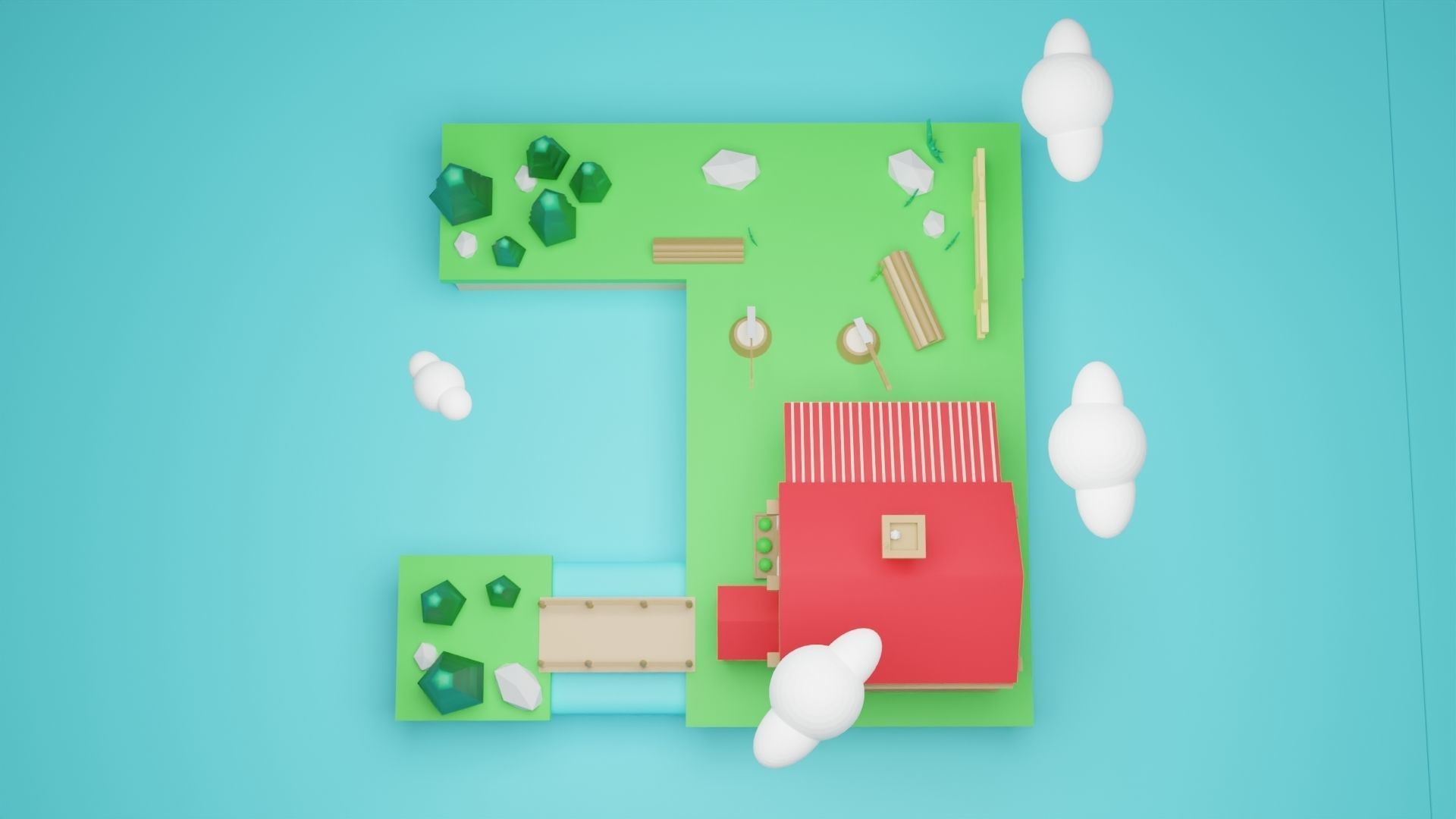 Isometric House low poly Low-poly 3D model_21