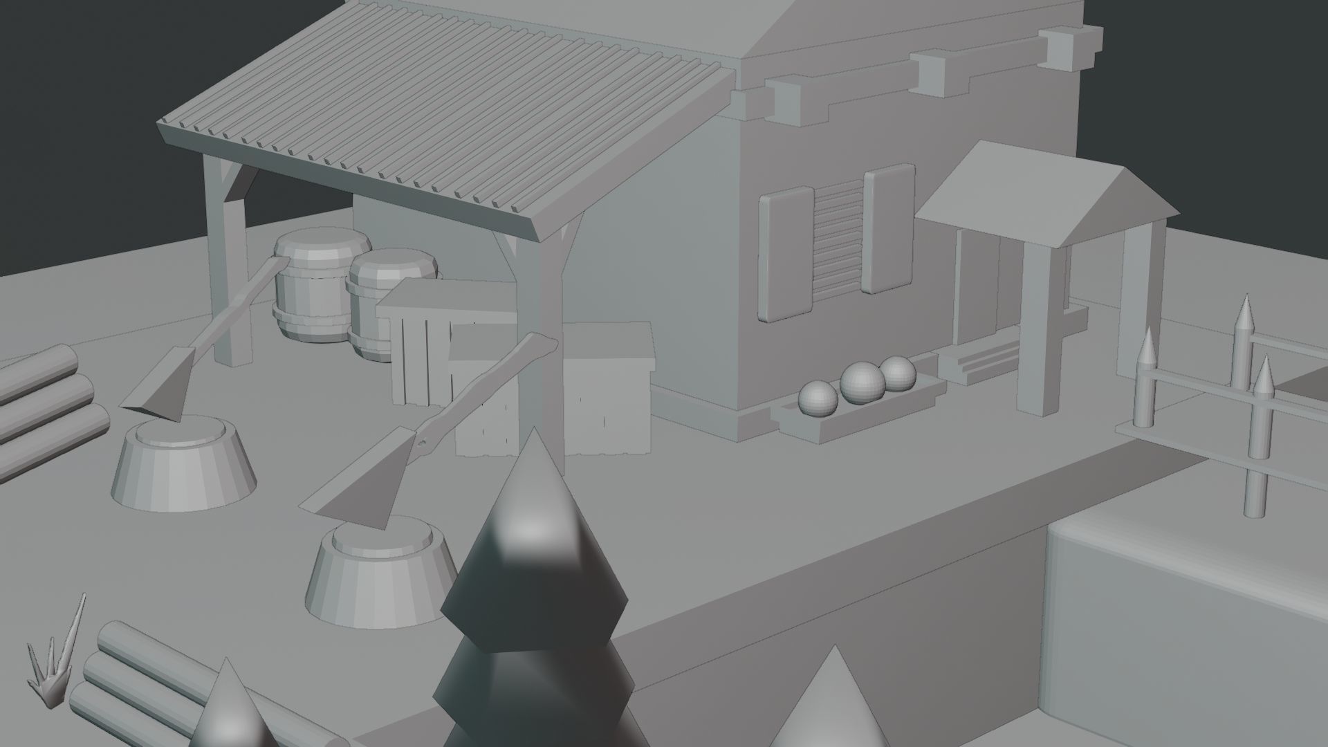 Isometric House low poly Low-poly 3D model_15