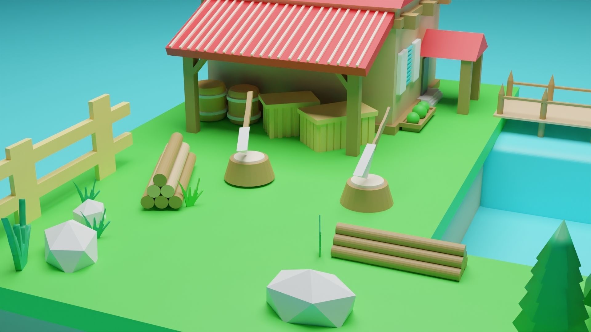 Isometric House low poly Low-poly 3D model_24